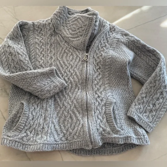 Aran Market Irish Sweater Side Zip Jacket Size M/L - Picture 5 of 12